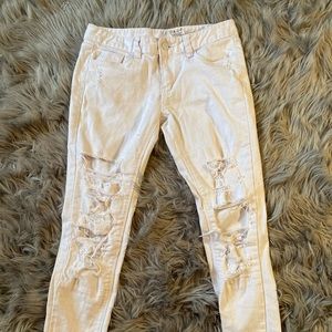 Low rise white jeans